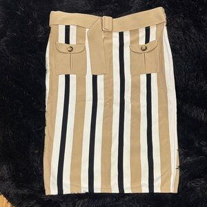 New York & Company Tan and Black Striped Pencil Skirt